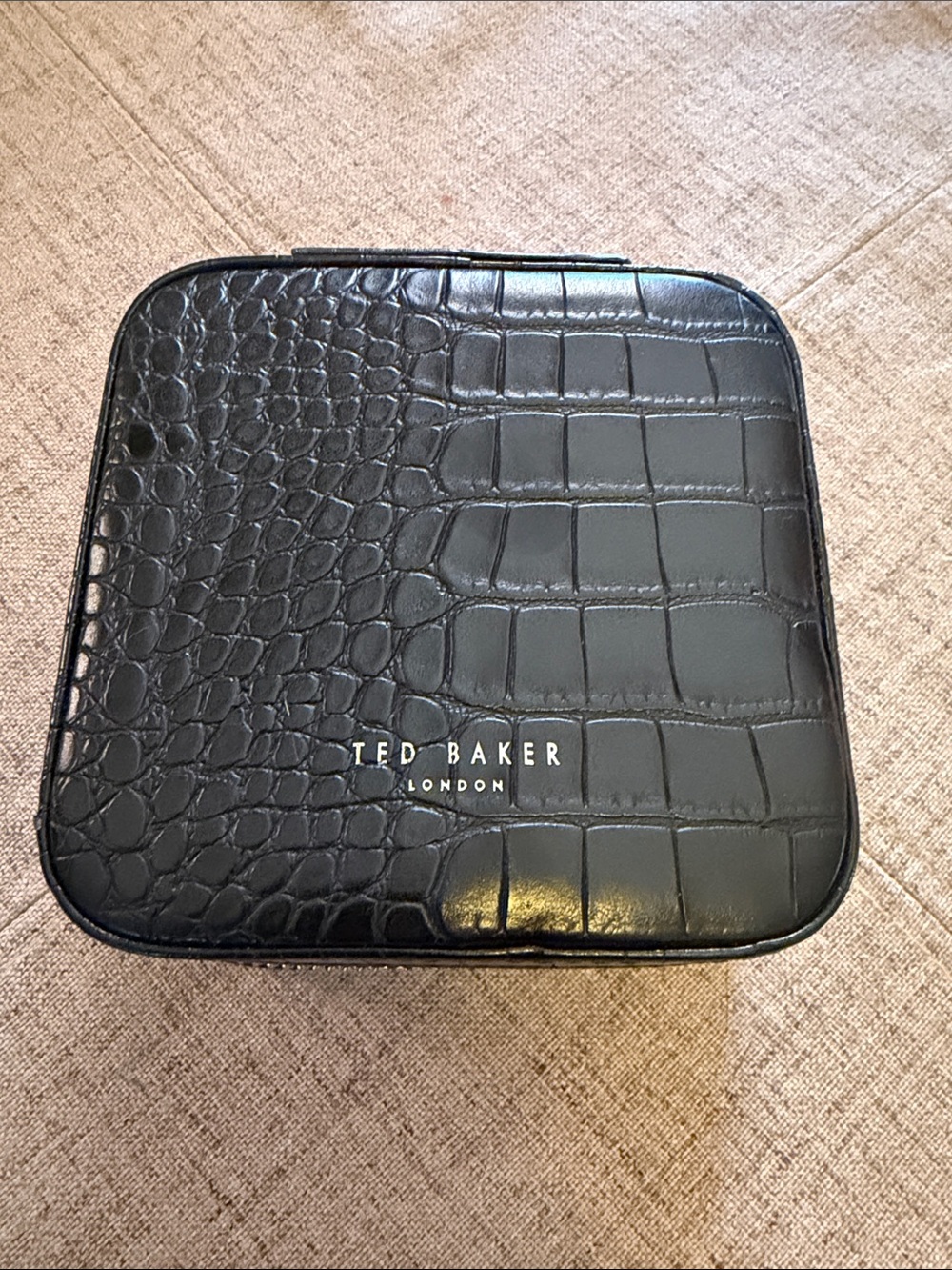 Ted Baker Black Croc-Embossed Jewelry Case